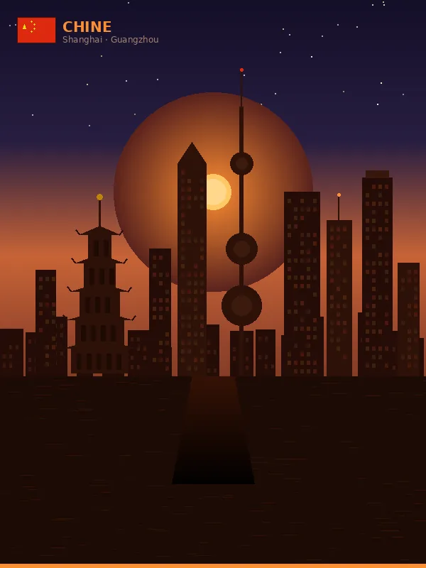 Skyline de Shanghai avec pagode et gratte-ciels — Visa Chine pour les Camerounais avec M-Travel