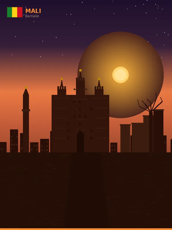 Illustration de la Grande Mosquée de Djenné au Mali — Visa Mali pour les Camerounais avec M-Travel